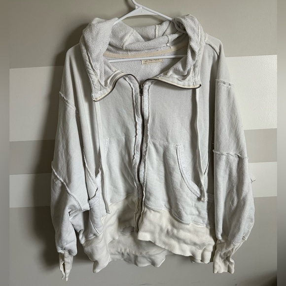 Free People Camden Oversize Cotton Hoodie in white size xs - Picture 3 of 4